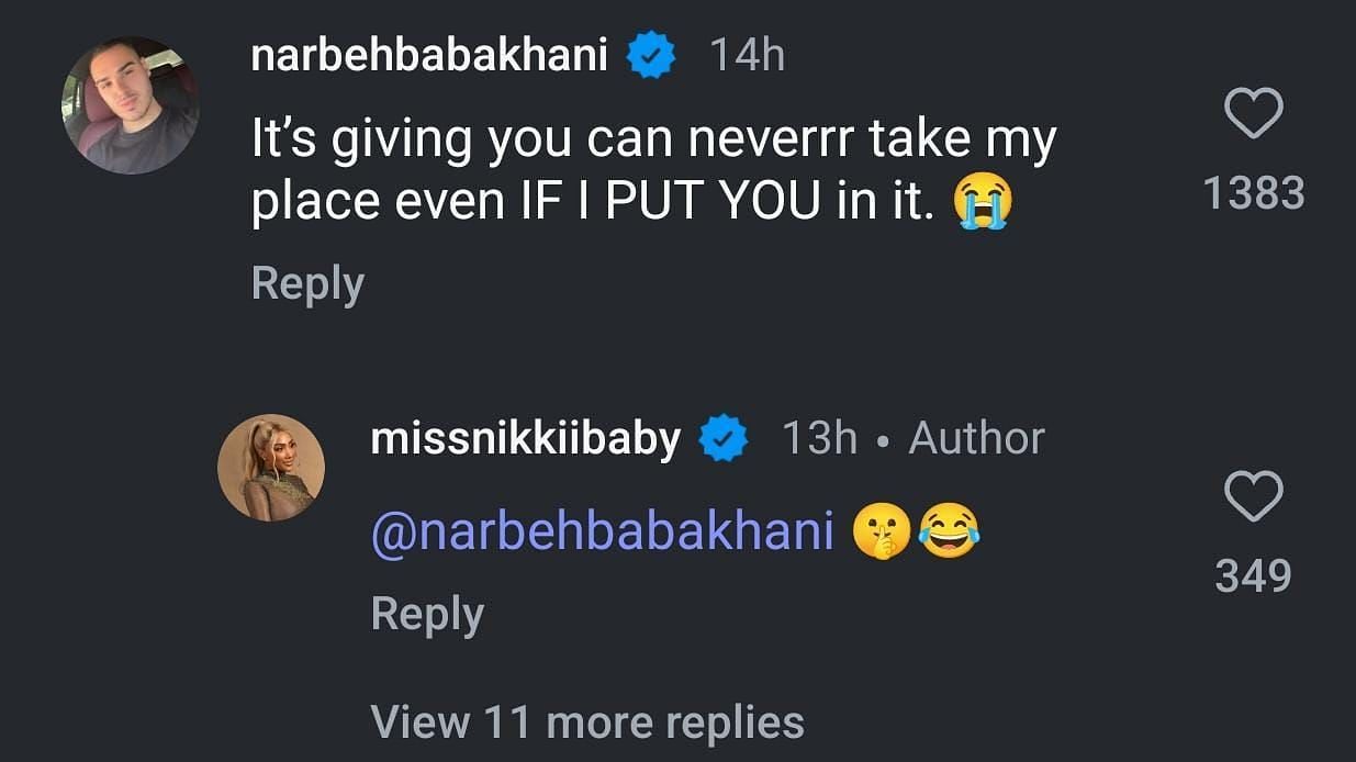 Nikki Mudarris responds to a fan comment